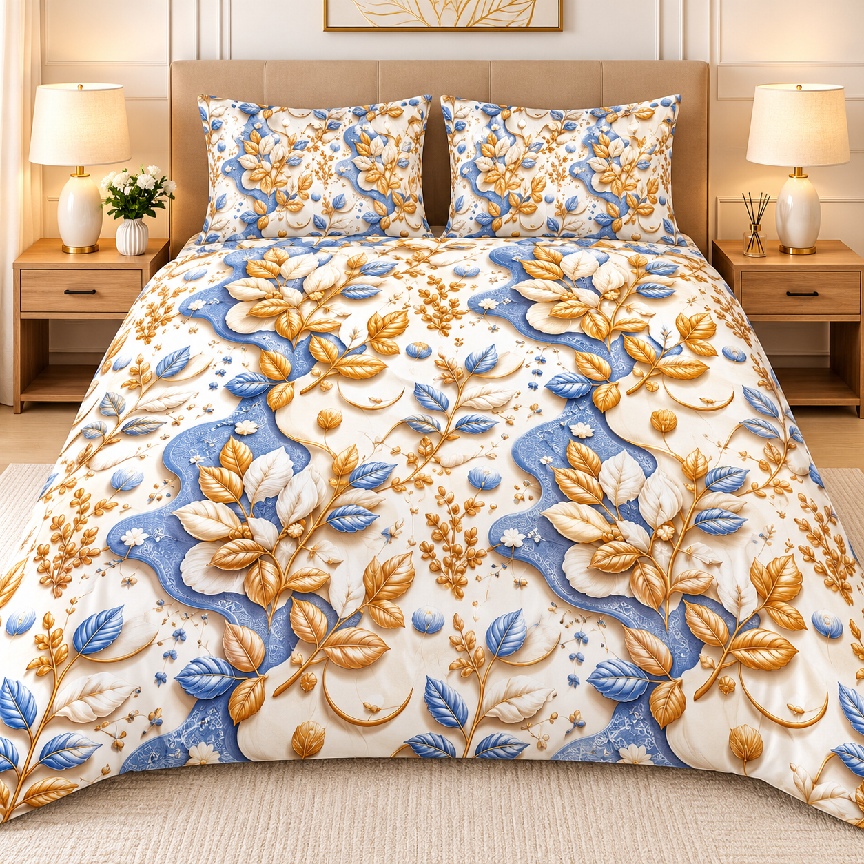 Diamond 3D Printed Bed Sheet Set - Design 14
