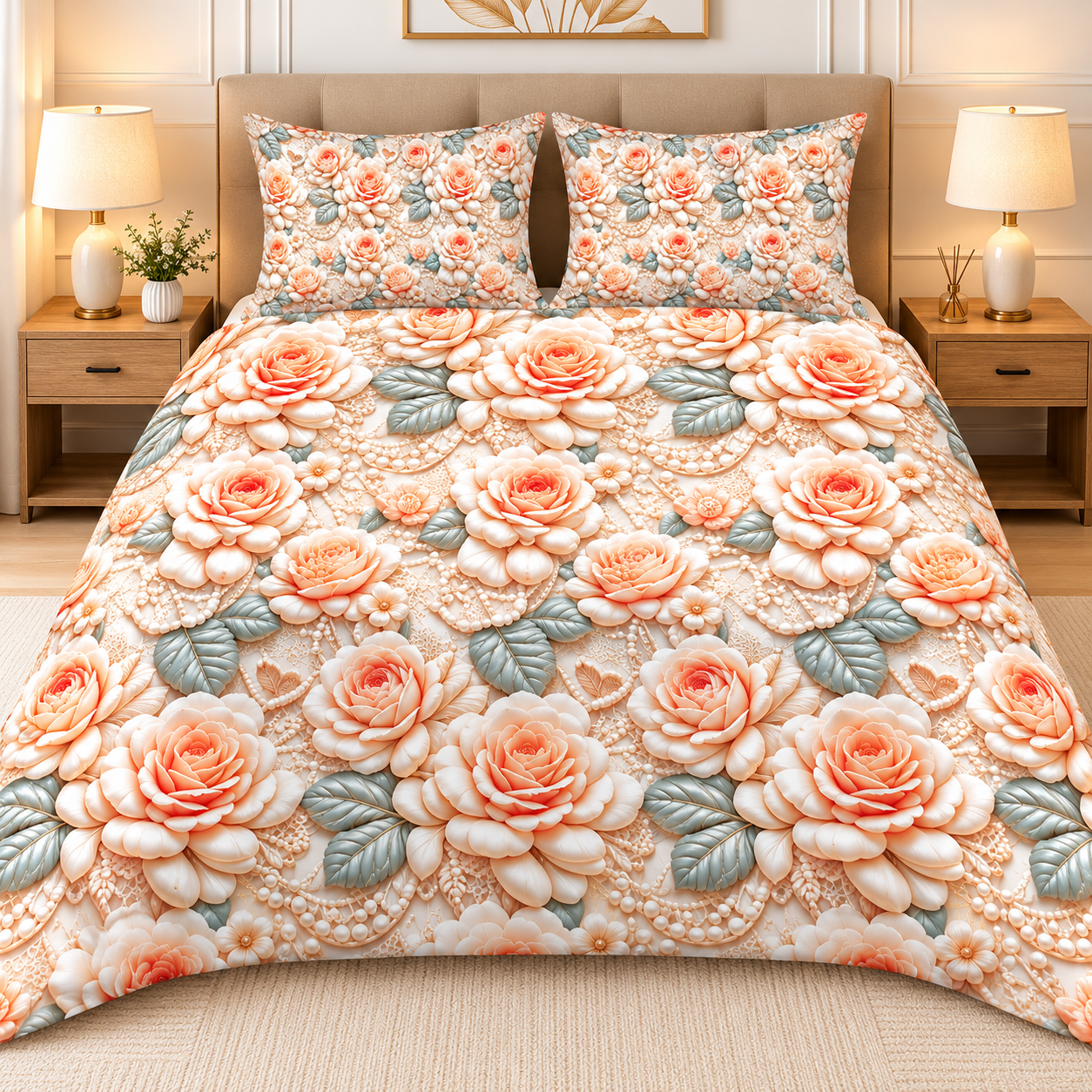 Diamond 3D Printed Bed Sheet Set - Design 25