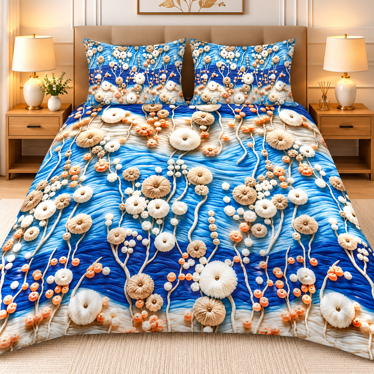 Diamond 3D Printed Bed Sheet Set - Design 20