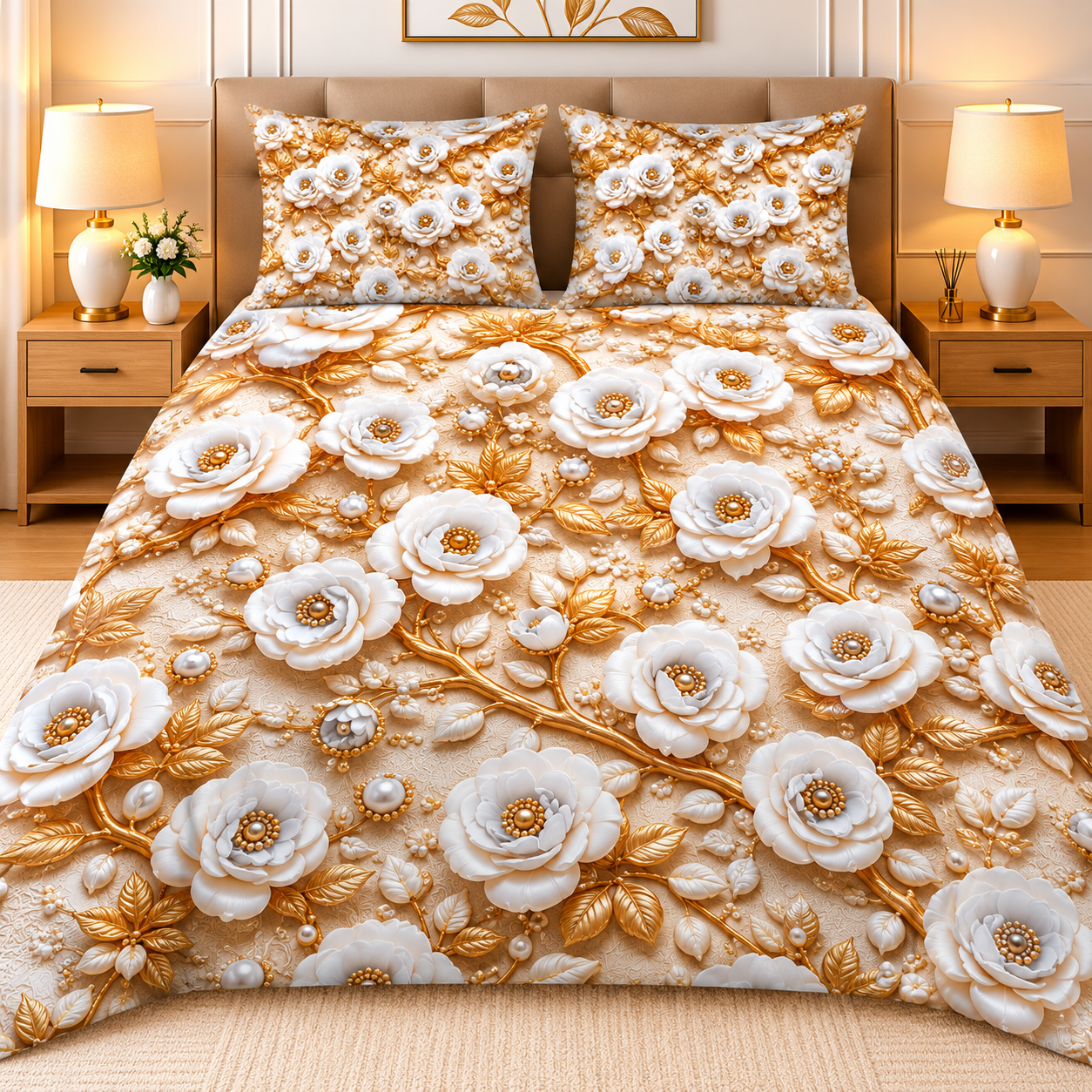 Diamond 3D Printed Bed Sheet Set - Design 17