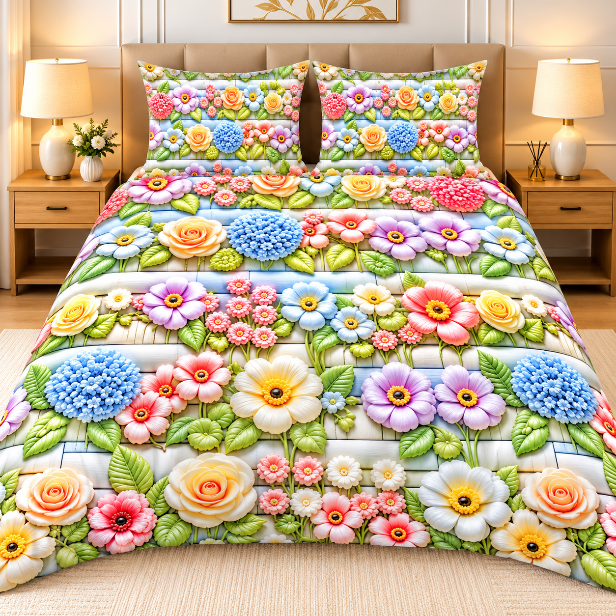 Diamond 3D Printed Bed Sheet Set - Design 30