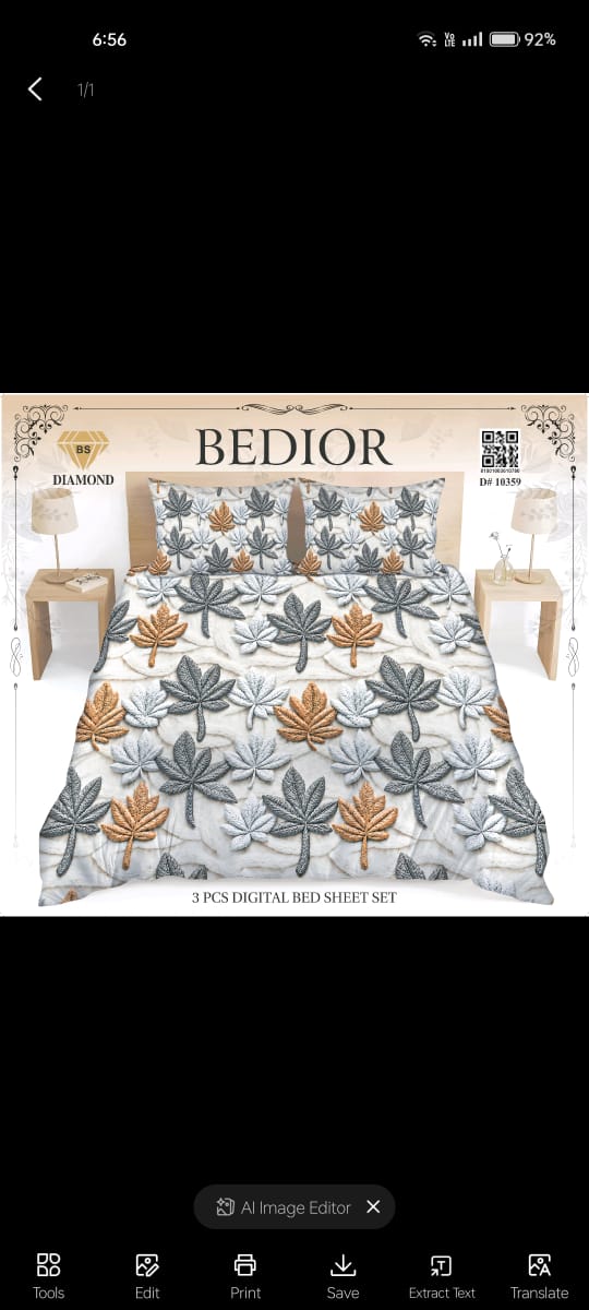 Diamond 3D Printed Bed Sheet Set - Design 05