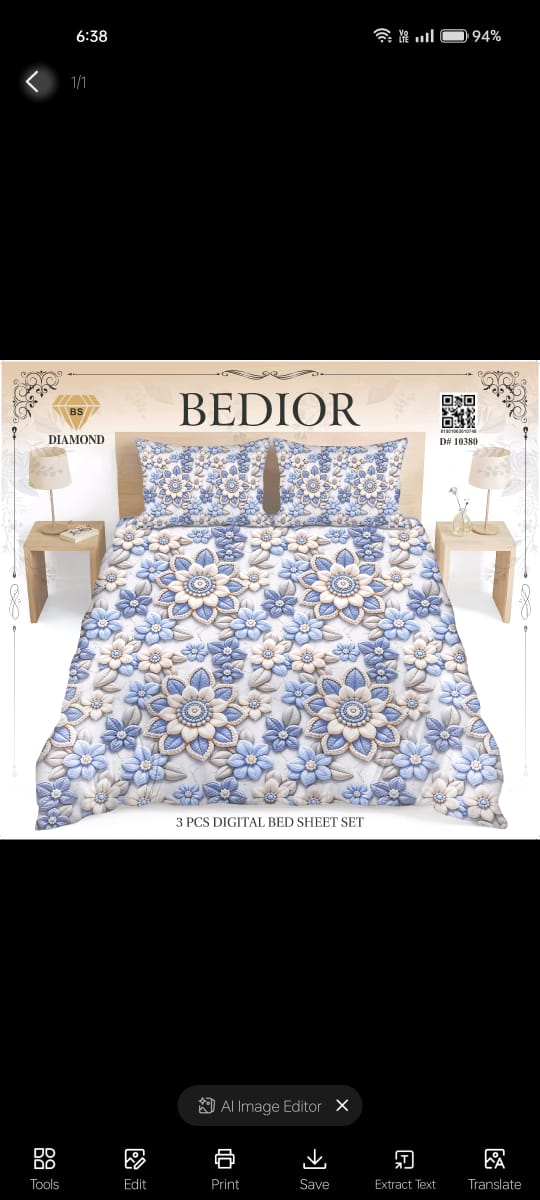 Diamond 3D Printed Bed Sheet Set - Design 13