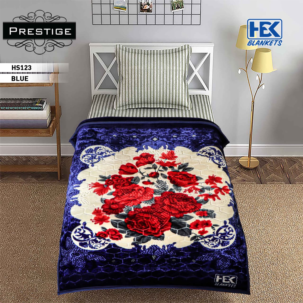 Prestige Single Bed 2-Ply Blanket HS123 Blue in Blue