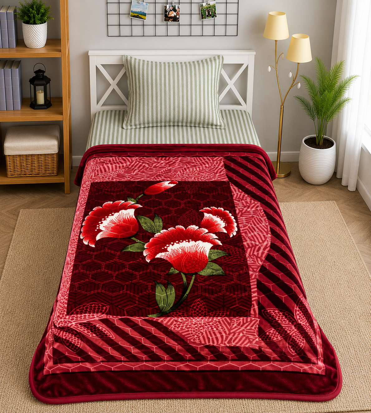 Royal Home Single Bed 2-Ply Blanket Maroon