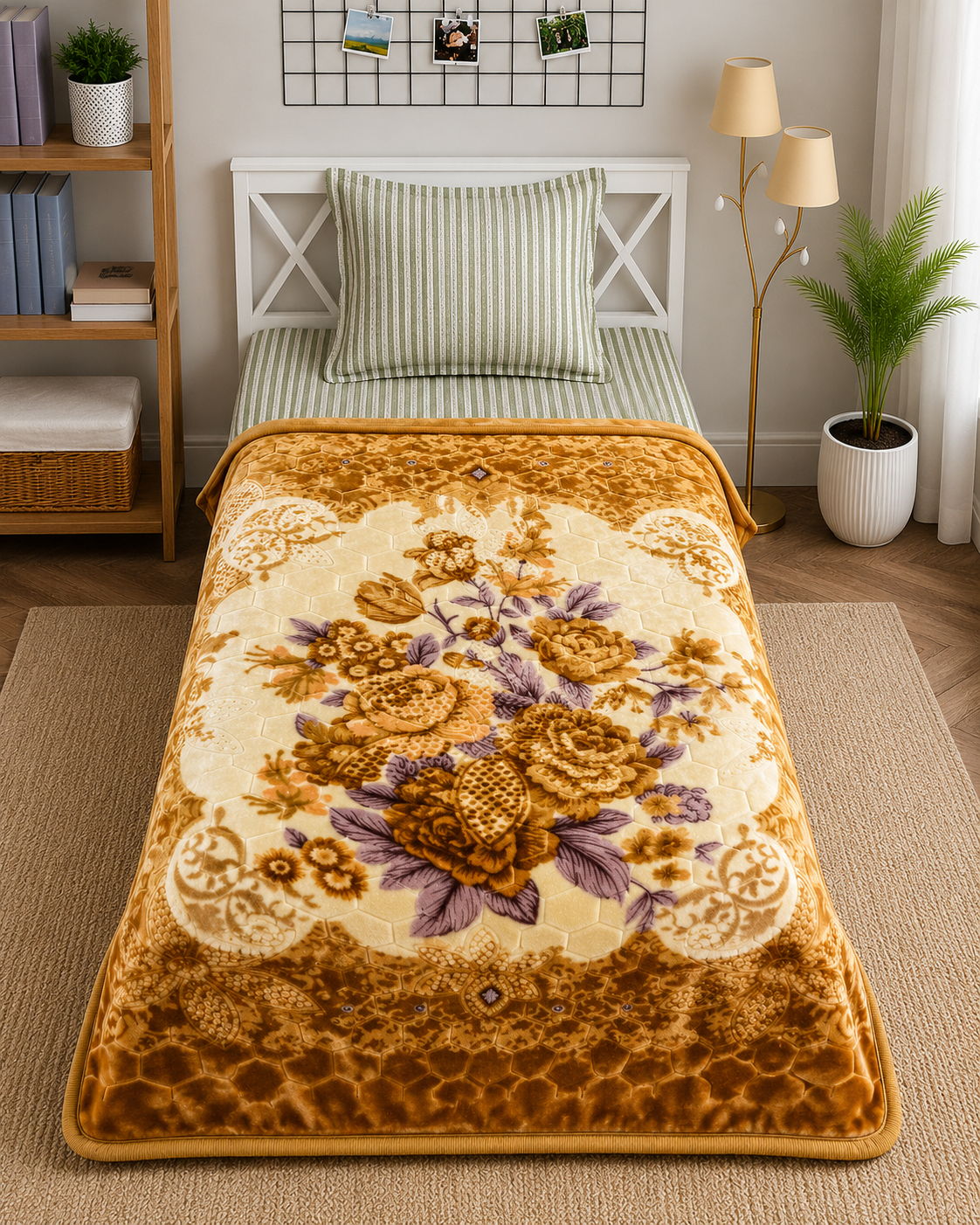 Royal Home Single Bed 2-Ply Blanket Golden